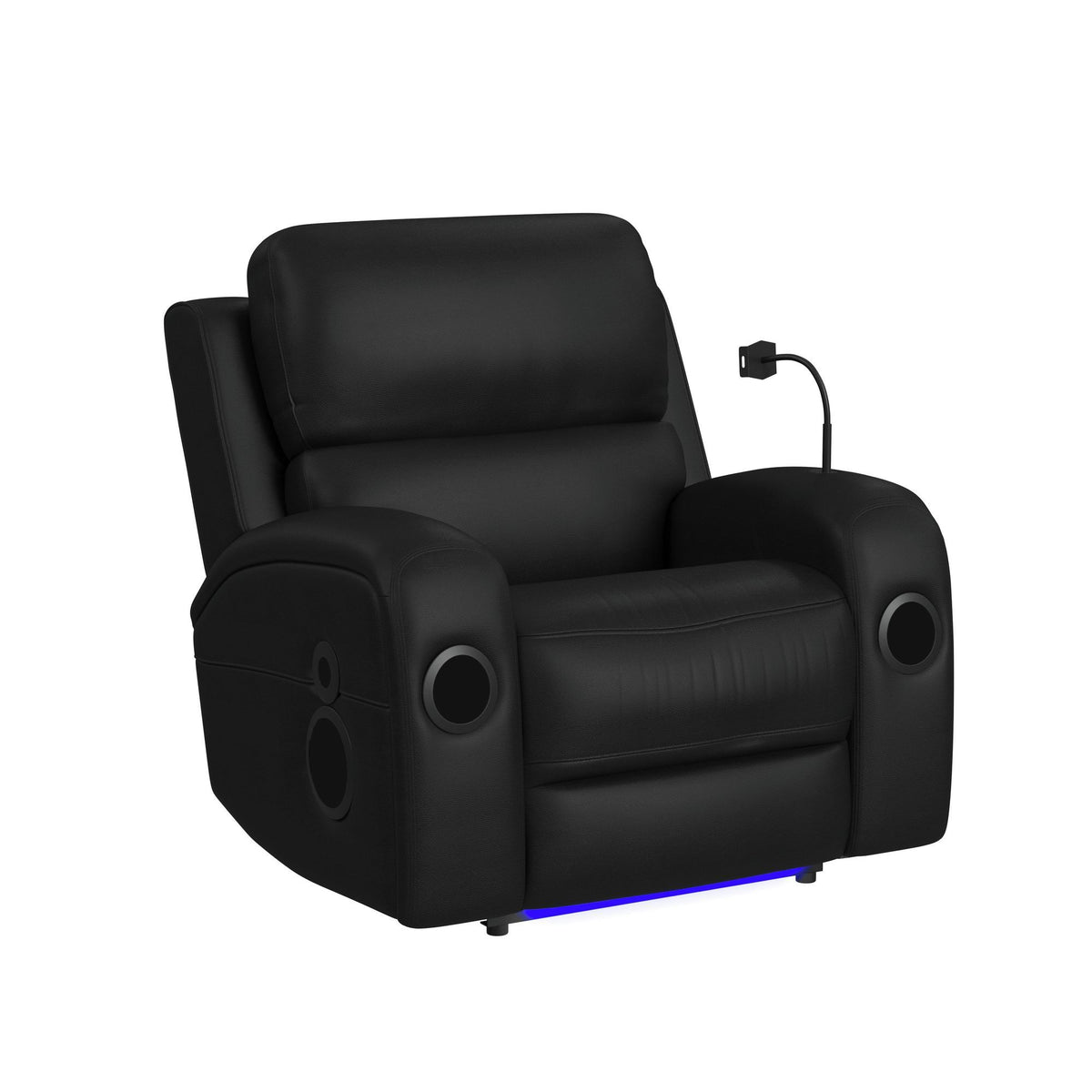 Euphora P3 Power Glider Recliner With Heat Massage, Music, Ipad Holder With Wireless Charger, USB in Black by Elements International