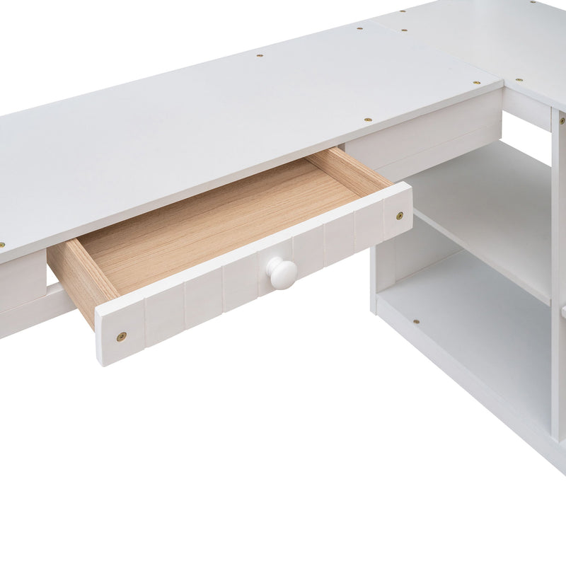 Loft Bed With Drawers, Cabinet, Shelves With Desk