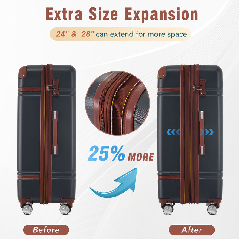 Hardshell Luggage Sets 3 Pieces 20" / 28" Luggages And Cosmetic Case Spinner Suitcase With Tsa Lock Lightweight