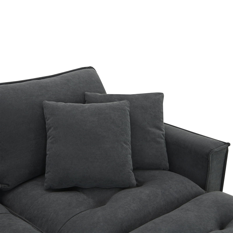 Modern Convertible Sectional L Shaped Reversible Couch Set With Free Pillows 4 Seat Suede Sleeper Sofa With Ottoman