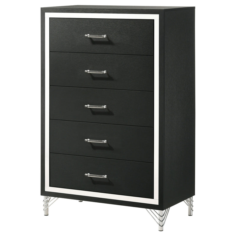 Lucia - 5-Drawer Bedroom Chest Of Drawers - Black