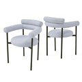 Contemporary Upholstered Armchair Dining Chairs With Metal Legs (Set of 2)