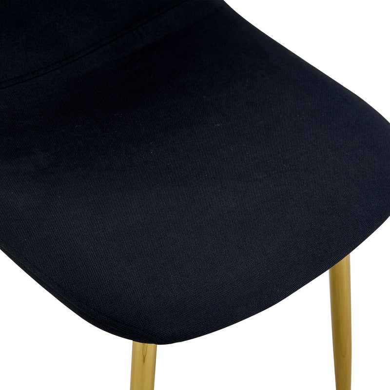Luxury Simple Chair (Set of 4) Linen Cotton High Resilience Dining Chair With Metal en Legs - Black / Gold