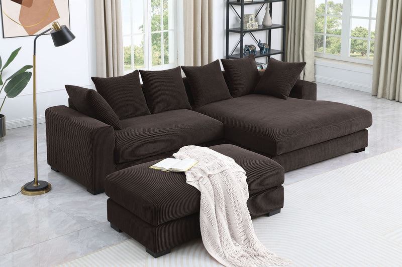 Duke - 4 Piece Upholstered Sectional - Dark Brown