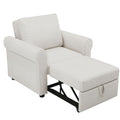 Modern 3 In 1 Convertible Sleeper Chair Bed, Linen Upholstery, Adjustable Backrest