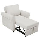 Modern 3 In 1 Convertible Sleeper Chair Bed, Linen Upholstery, Adjustable Backrest