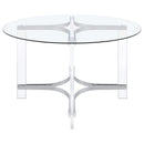 Keeling - 5 Piece Round Glass Top Acrylic Dining Set - Chrome