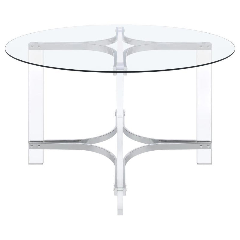 Keeling - 5 Piece Round Glass Top Acrylic Dining Set - Chrome