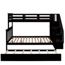 Bunk Bed With Twin Size Trundle, Storage And Guard Rail For Bedroom