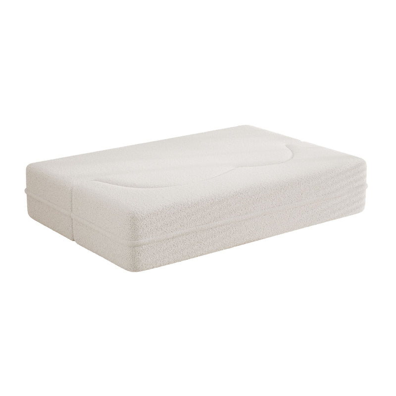 Modern Floor Sofa, With 2 Pillows, Convertible Teddy Fabric Foam Filled Bed