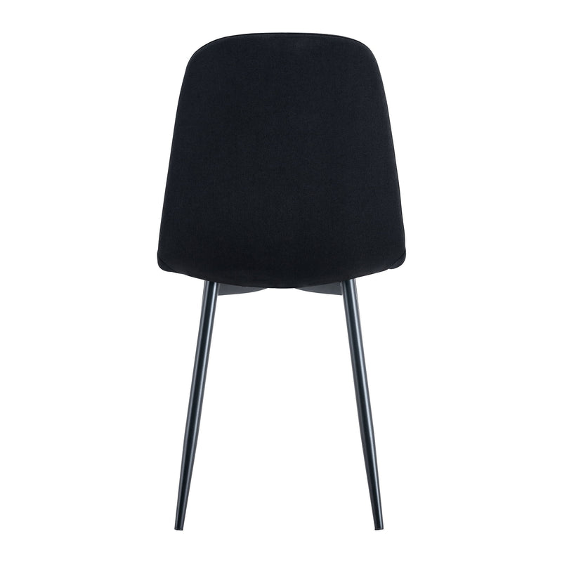 Modern Medieval Style Cushioned Side Chairs Set With Black Metal Legs For Kitchens