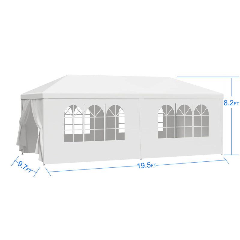 Wedding Party Canopy Tent Outdoor Gazebo With 6 Removable Sidewalls - White