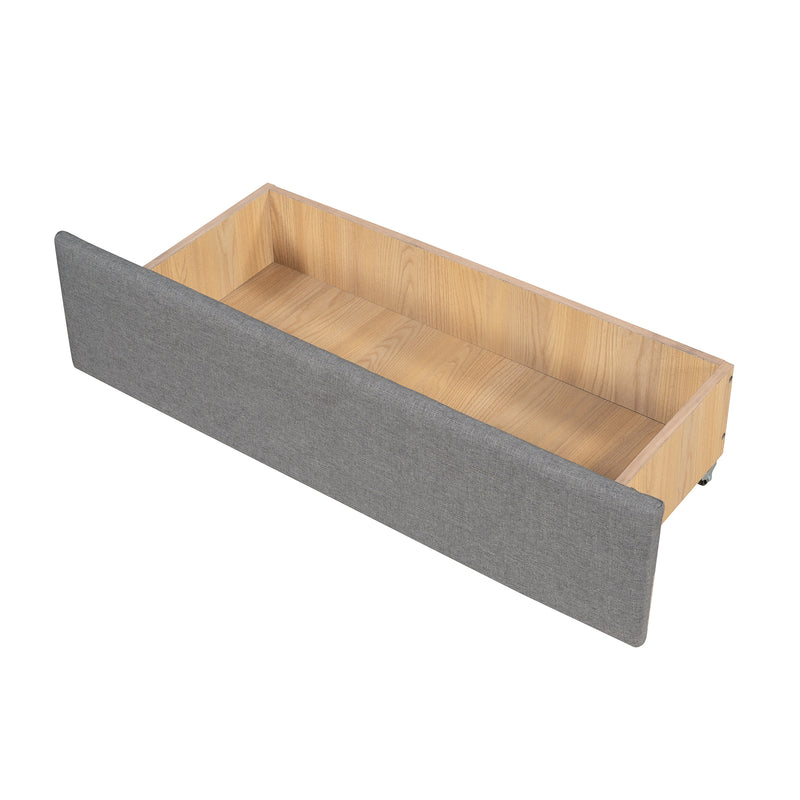 Upholstered daybed with Two Drawers, Wood Slat Support, Gray, Full Size(OLD SKU :LP001111AAE)