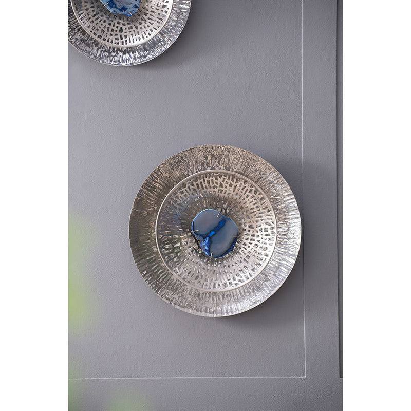 Textured Oversized Disc, Wall Decor For Living Room Bedrrom Entryway Office (Set of 3) - Silver