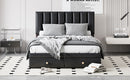 Full Size Upholstered Bed with Hydraulic Storage System and Drawer, Black