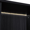 Modern Minimalist Style LED Curio Cabinet With Tempered Glass Door, Metal Legs