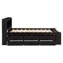Full Bed with Bookcase Headboard, Under bed Storage Drawers and Bed End Storage Case,Espresso