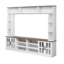 Wall Unit Entertainment Center With Bookshelves For TVs Up To 80", Tempered Glass Doors And Adjustable Shelves