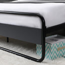 Industrial Platform Queen Bed Frame/Mattress Foundation with Rustic Headboard and Footboard, Strong Steel Slat Support, No Box Spring Needed, Noise Free, Easy Assembly