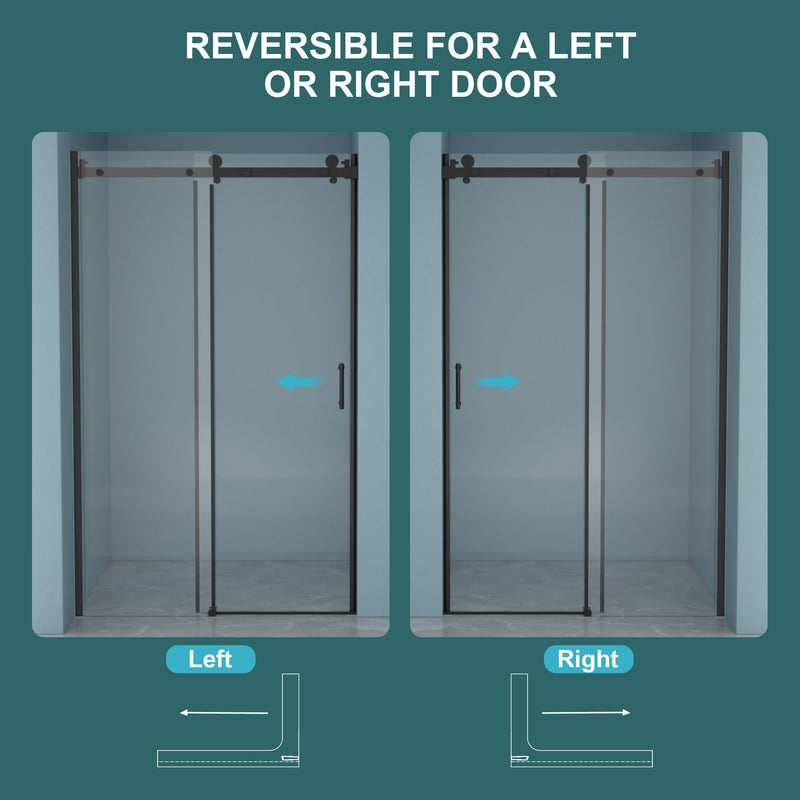 Modern Single Slide Shower Door, Tempered Glass, Stainless Steel Frame