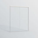 Double Sliding Shower Door, Semi-Frameless Bypass Bathroom Sliding Door With 1/4" (6 Mm) Tempered Glass For Walk-In Shower
