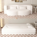 Modern Floor Sofa, With 2 Pillows, Convertible Teddy Fabric Foam Filled Bed