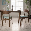 Elegant Fabric Dining Chair With Cushioned Seat And Wood Frame - Mint
