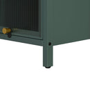 Glass Door Cabinet With Tier Storage