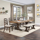 Pascaline - Dining Table - Gray Fabric, Rustic Brown & Oak Finish - Atlantic Fine Furniture Inc
