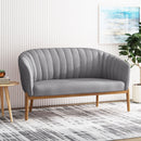 Mid Century Modern Loveseat With Channel Stitched Backrest