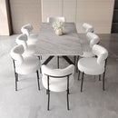 Extendable Dining Table Set With Curved Backrest Upholstered Chairs
