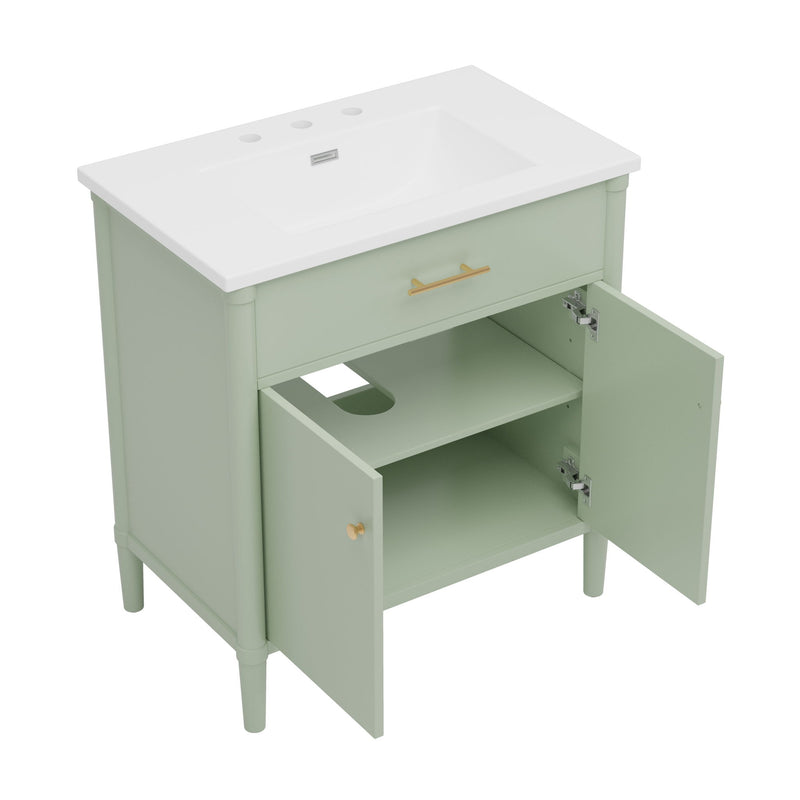 Bathroom Vanity With Sink, Soft Close Doors And Adjustable Shelf