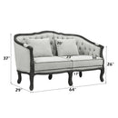 Samael - Loveseat - Gray Linen & Dark Brown Finish - Atlantic Fine Furniture Inc