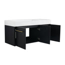 Contemporary 48" Wall Mounted Bathroom Vanity With Resin Sink And Soft Closing Doors And Line - Black Chestnut