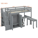 Loft Bed With Stairs, Bookshelf, Drawers, Desk & Wardrobe, Space Saving Multifunctional Furniture