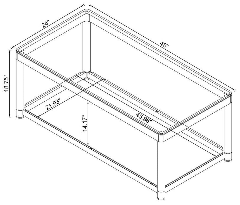 Anne - Rectangular Glass Top Acrylic Leg Coffee Table - Chrome