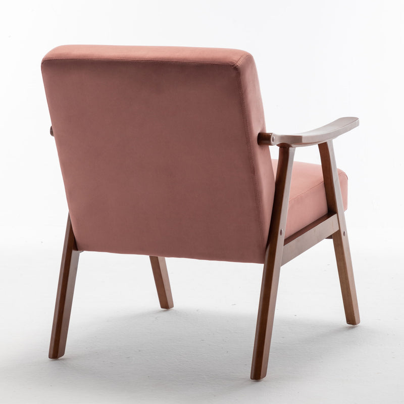 Mid Century Modern Accent Chair With Solid Wood Frame And Extra Thick Backrest