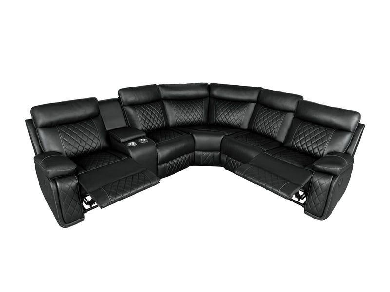 Home Theater Seating Manual Recliner With Cup Holder, Hide-Away Storage PU Reclining Sofa For Living Room, Home Theater, Black