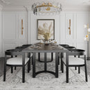 Elegant 7 Piece Dining Set With Cushioned Seats - Beige / Black