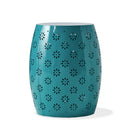 Pastrana - Metal Side Table With Lace Cut Design And Rust Resistant - Teal