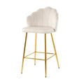 Elegant Shell Shape Velvet Bar Chair (Set of 2)