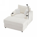 Single Sofa Couch With Storage Space, Movable Ottoman, USB Ports, Cup Holders, Phone Holder