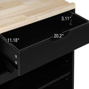 Kitchen Pantry Storage Cabinet, Modern Buffet Cabinet With Kitchen Cart, Tall Kitchen Hutch Cabinet With Microwave Stand, Food Pantry Cabinet With 3 Rattan Doors And Adjustable Shelves - Black