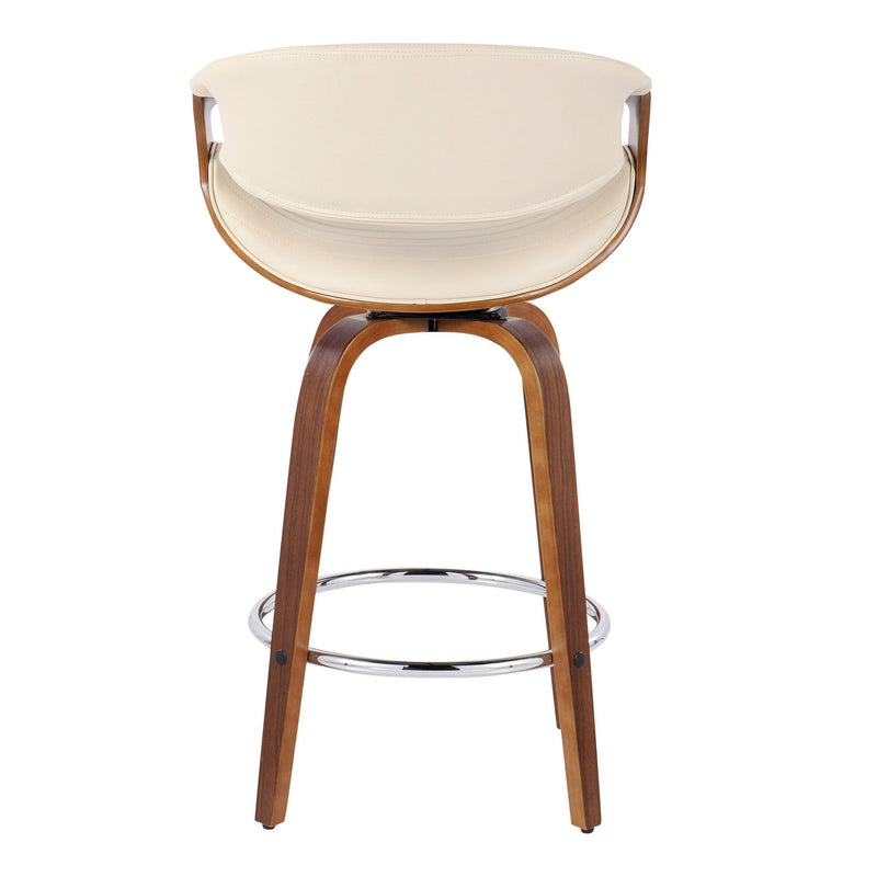 Symphony - Mid Century Modern Fixed Height Counter Stool & Swivel With Round Footrest (Set of 2)