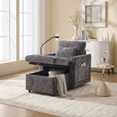 Multifunctional Chenille Recliner Sofa With Storage And Phone Bracket