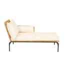 3 Pieces Outdoor Patio Wicker Furniture Sets Table and Chairs with 3.15-inches Thick Cushion Outdoor Sofa Set Natural Yellow Wicker + Creme Cushion