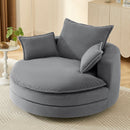 360° Swivel Accent Barrel Chair With Dual Layer Cushion And 3 Removable Pillows