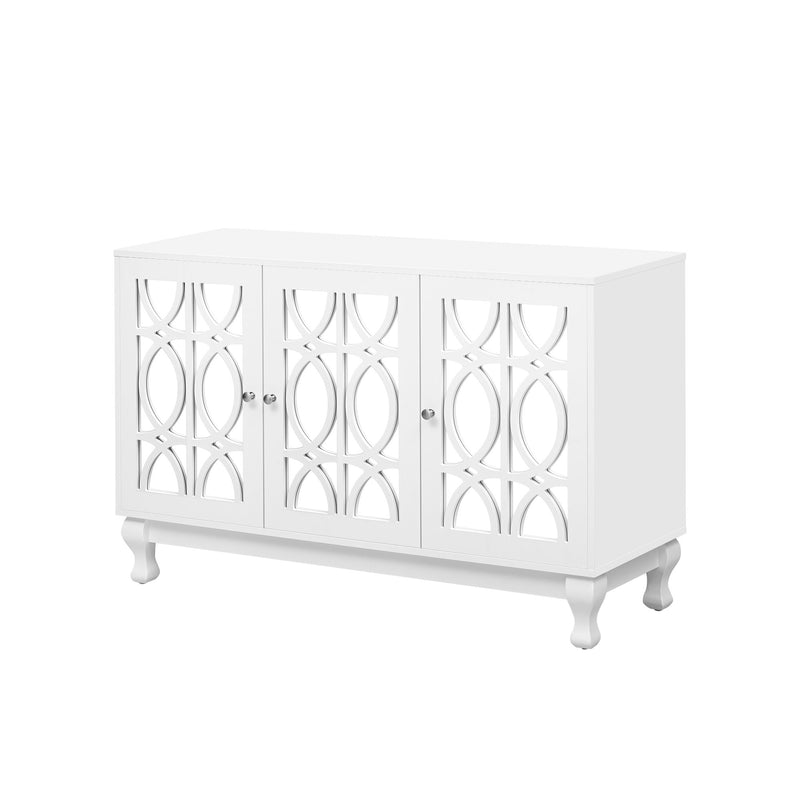 Modern Mirrored TV Stand, 3 Adjustable Shelves For Living Room