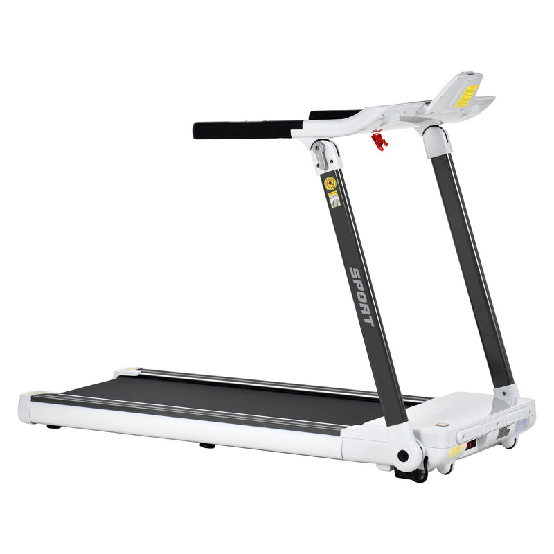 Portable Compact Treadmill, Electric Motorized 3.5Hp, 14Km / H, Medium Running Machine Motorised Gym 330Lbs, Foldable For Home Gym Fitness Workout Jogging Walking, Bluetooth Speaker App Fitime - White