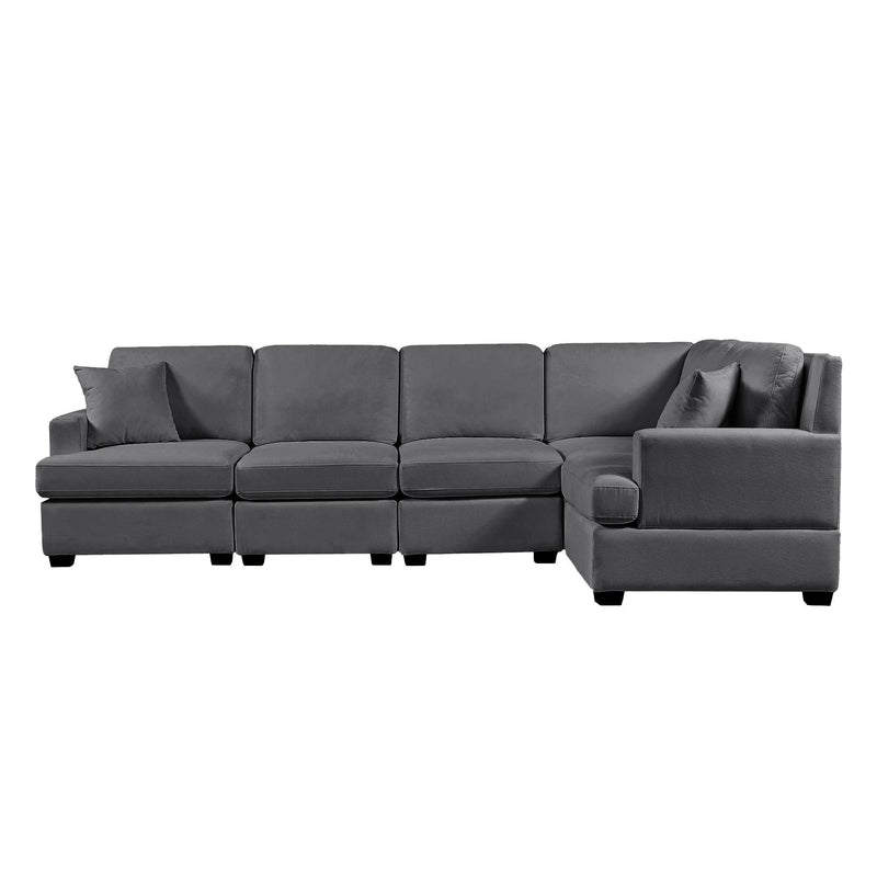 U_Style Sectional Modular Sofa with 2 Tossing cushions and Solid Frame for Living Room